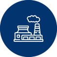 Icon of a factory with smoke coming out of the chimney.