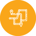 Icon representing a map route with location pins.